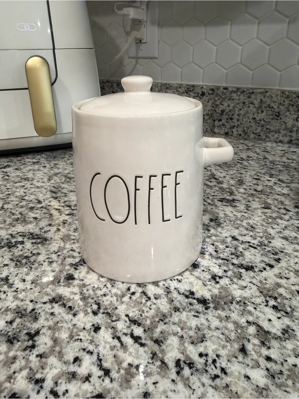 Rae Dunn White Ceramic COFFEE Canister with Lid